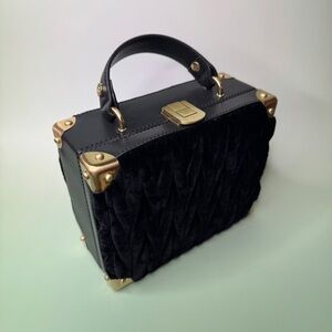 Sam Edelman Calla Hardcase Box Crossbody Bag in Black Velvet